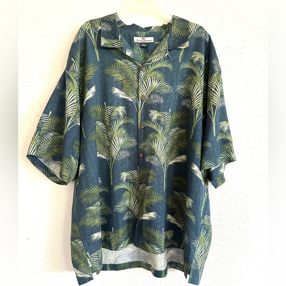 Tommy Bahama Silk Tropical Green Palm Print Men's Shirt